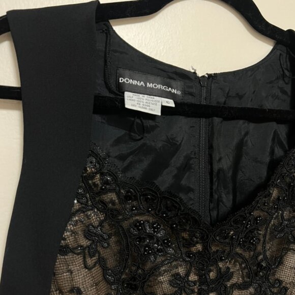 Donna Morgan Sleeveless Cocktail Dress SIZE: 6 BLACK Lace & Bead Sequin - Picture 2 of 7